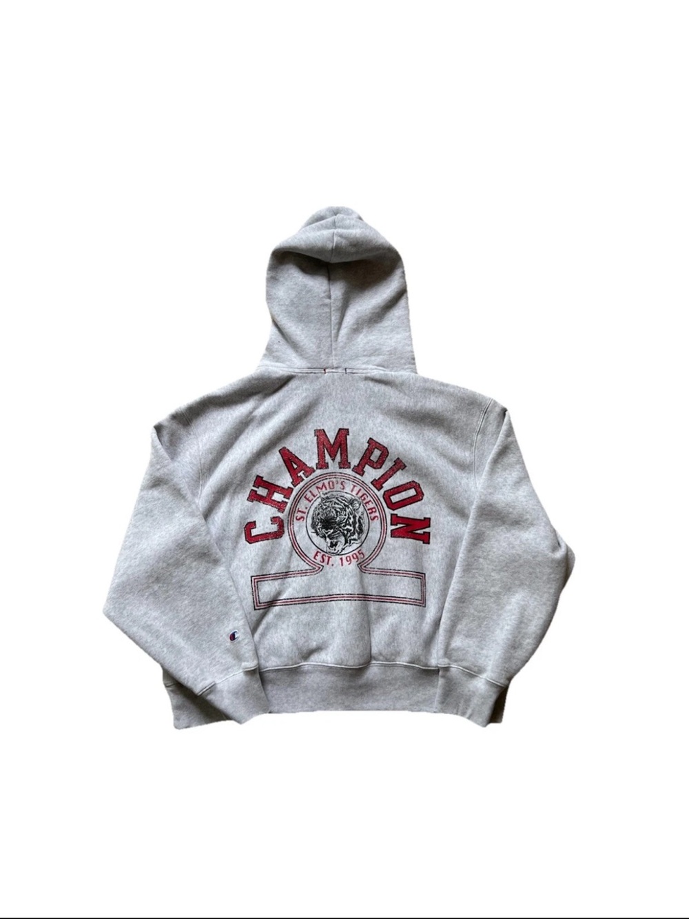 Champion Reverse Weave Men's Gray Retro St. Elmo's Tigers Hoodie Size XL